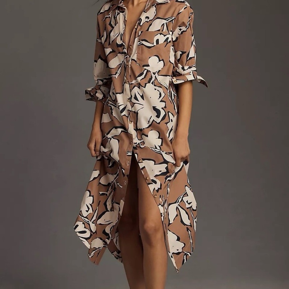 Maeve by Anthropologie The Soren Long-Sleeve Midi Shirt Dress